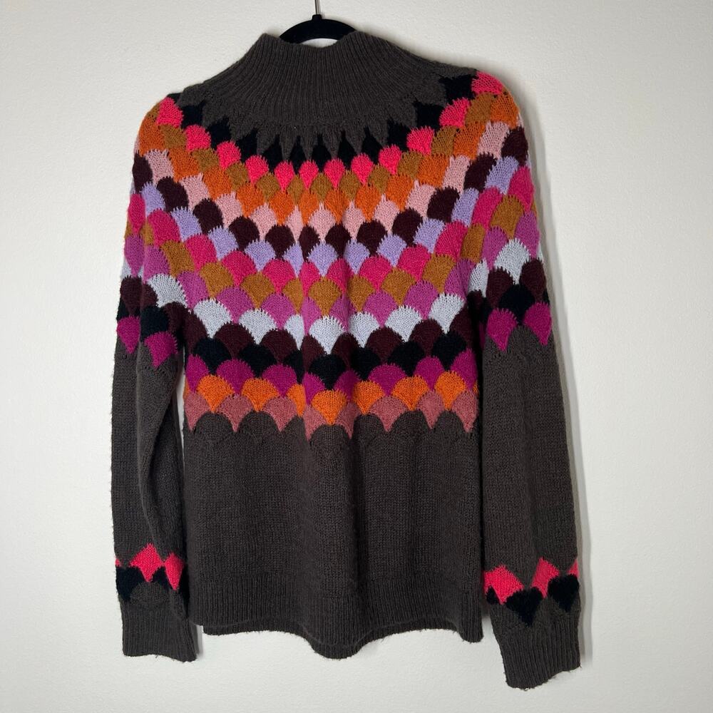 Derhy Funnel Neck Sweater Wool Mohair‎ Mix Brown Size Large - Picture 3 of 6